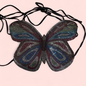 White Fox Boutique Multicolor Butterfly Crop Top